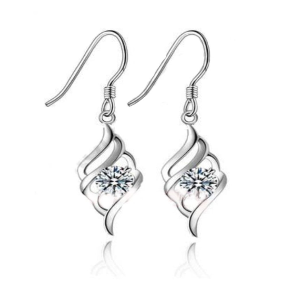 ❤️ 925 Sterling Silver Cute Spiral Earrings And Necklace Set Love Hoop - Picture 2 of 5